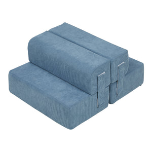 Kisállat lépcső Joelerhatra 4 részes 45x50x45 cm kordbársony kék [en.casa]