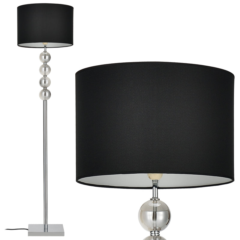 Méretrajz Állólámpa Klagenfurt 155 x ø 37.5 cm fekete/króm [lux.pro]