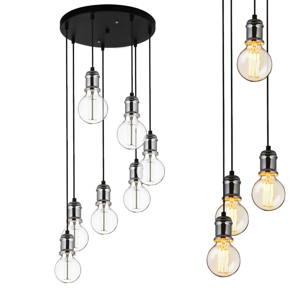 [lux.pro] Függőlámpa vintage design állítható függeszték Las Vegas 25cm - 85cm mennyezeti lámpa fekete