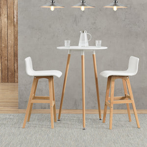 Bárasztal kerek Oxford Retro-design ø70cm x 107 cm MDF fehér [en.casa]