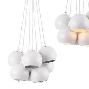[lux.pro]® Függőlámpa design függeszték Málta 7 lámpabúrával 120cm x Ø12 x 11 cm mennyezeti lámpa fehér