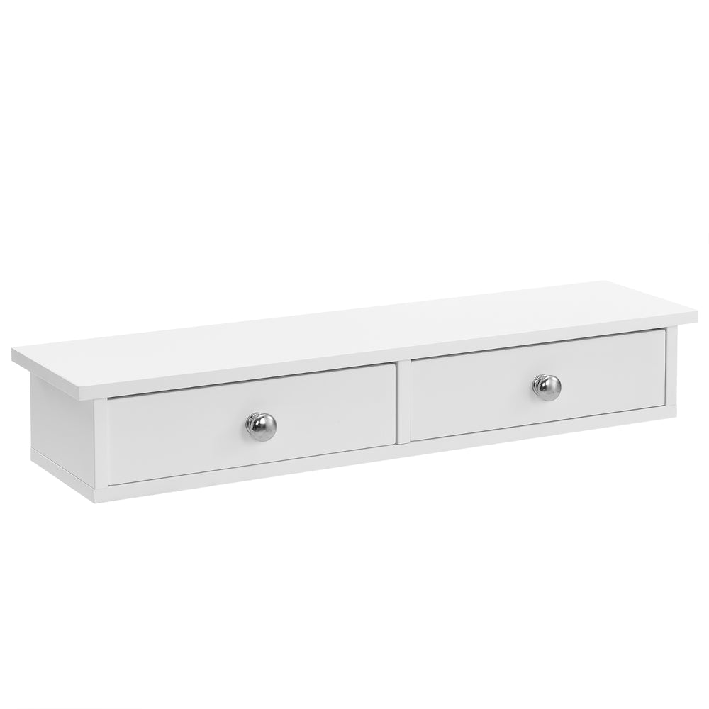 Fali polc Geeste 60x15x10 cm 2 fiókkal Fehér [en.casa] - premiumXL