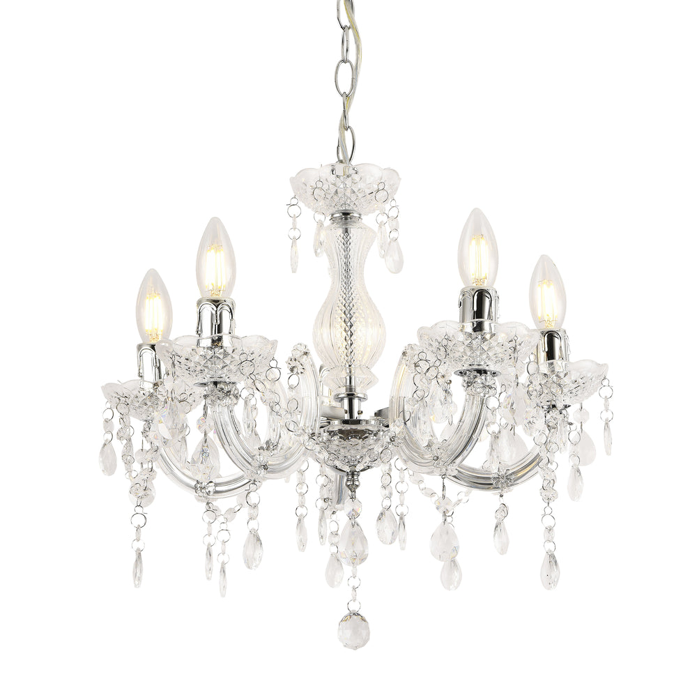 Csillár Weimar 5x E14 Ø35 x 145 cm kristály/fehér lux.pro - premiumXL