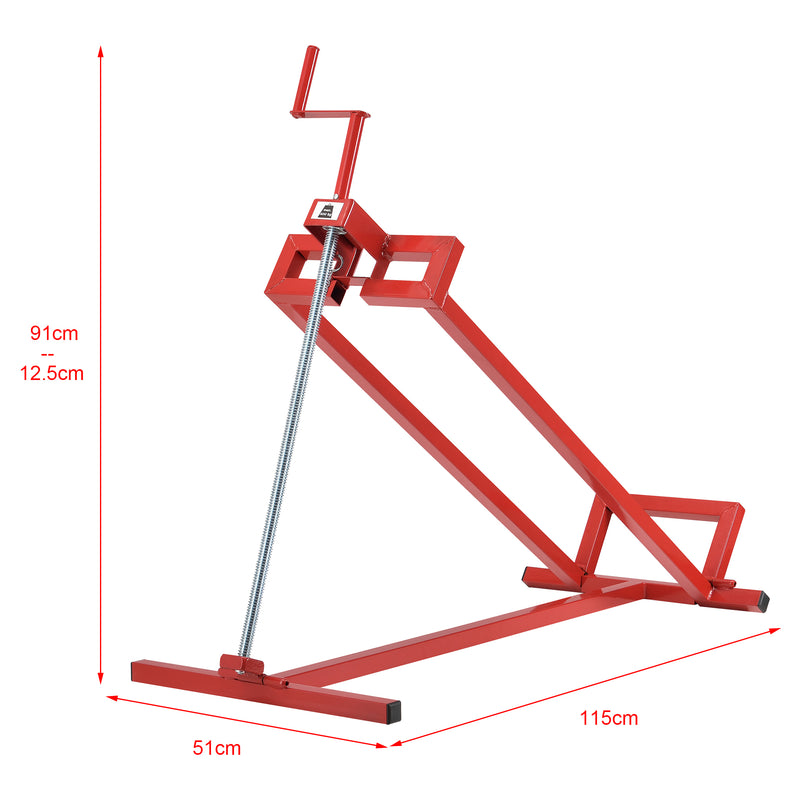 Méretrajz Fűnyírótraktor billentő szereléshez 400kg-ig 45 fokban dönthető kézi hajtókarral acél piros [pro.tec]  