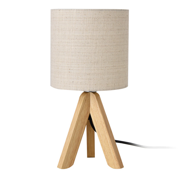 Asztali lámpa Koblenz tripod lábakon len/fa 37,5 x ø 18 cm bézs [lux.pro] 