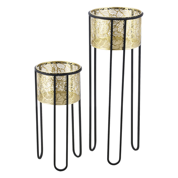 Növénytartó Modave 2db-os szett különböző méretű hajtűlábbal fekete-arany [en.casa]