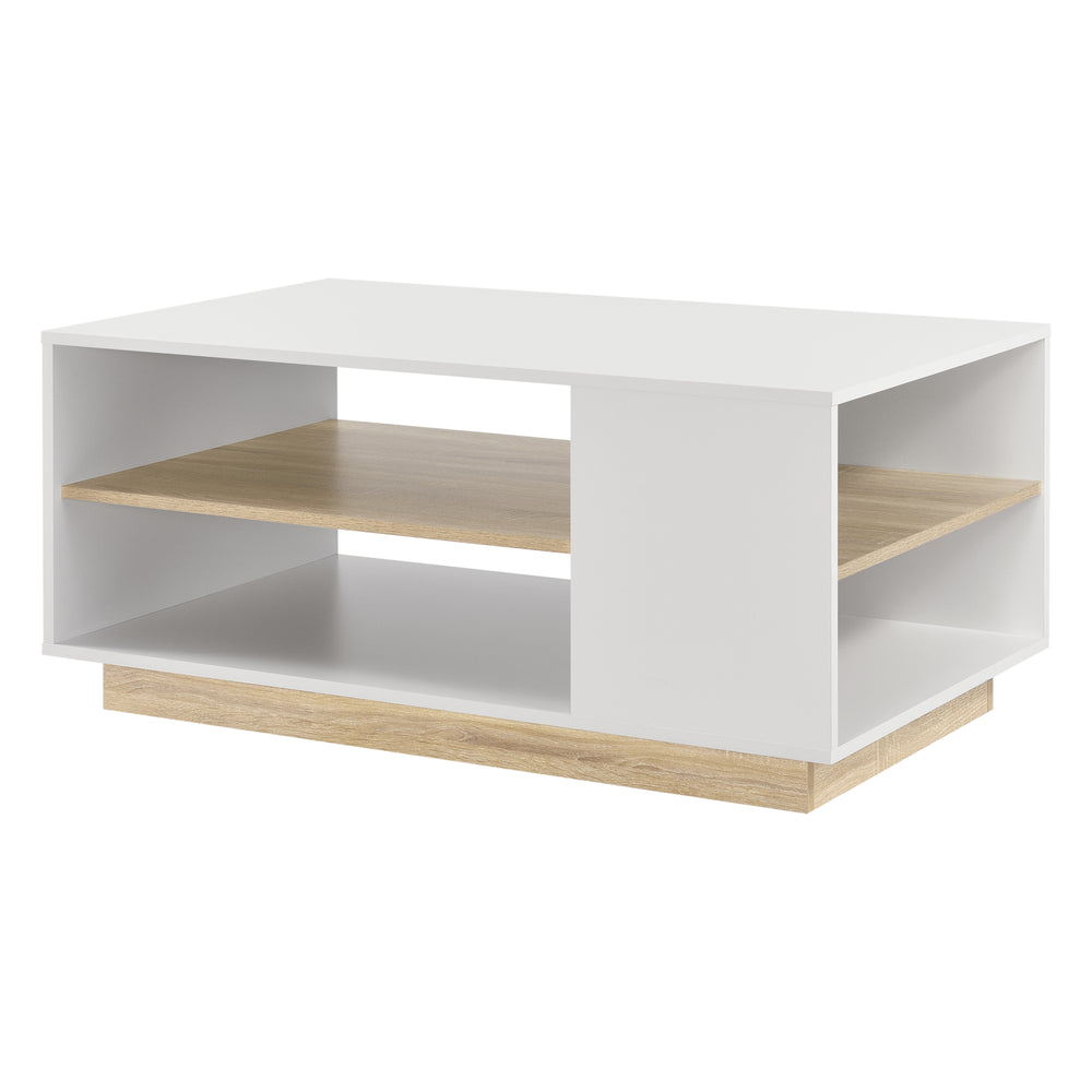 Trelleborg dohányzóasztal 100x60x46 cm 2 polccal Fehér/Tölgy en.casa - premiumXL