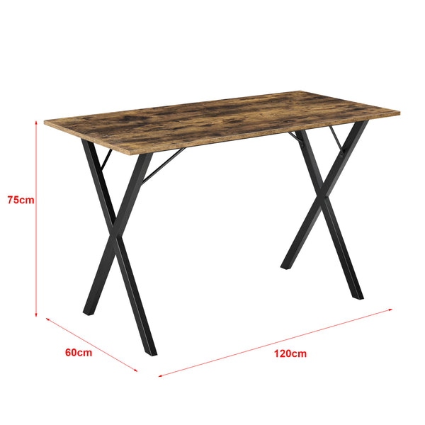 Étkezőasztal Arboga 4 személyes asztal stílusos és időtálló120 x 60 x 75 cm vas/forgácslap fekete/sötét fa-hatású [en.casa]® 