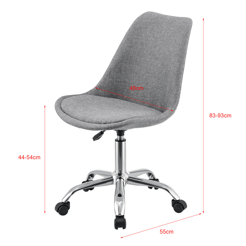 Méretrajz Irodai forgószék Atherton 83-93x48x55 cm világosszürke [en.casa] 