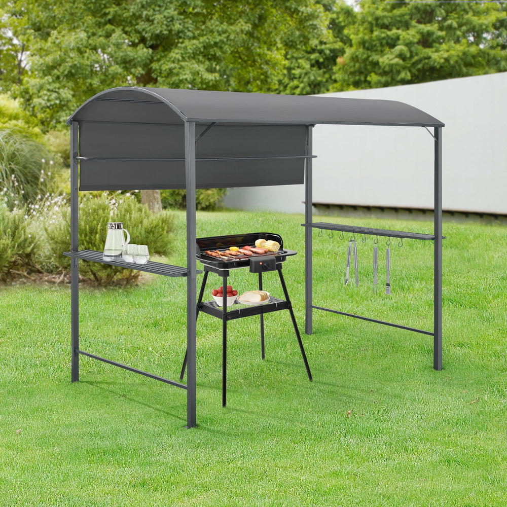 Grillpavilon Pyrgos 215 x 220 x 140 cm sötétszürke en.casa - premiumXL