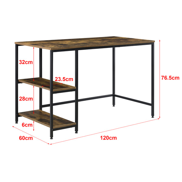 Íróasztal Vilhelmina 2 polcokkal fekete/sötét fa [en.casa]