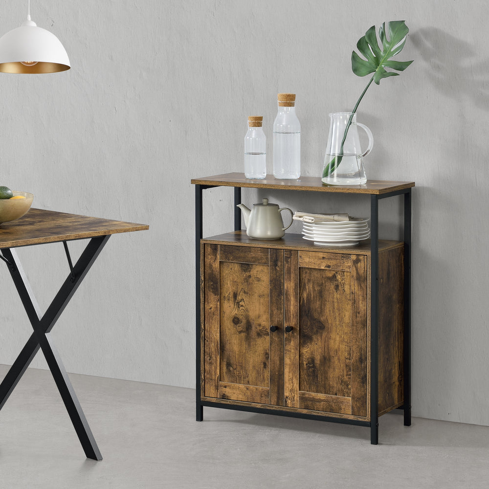 Aremark dohányzóasztal 79x60x30cm szekrényrekeszekkel Sötét fa árnyalat [en.casa] - premiumXL