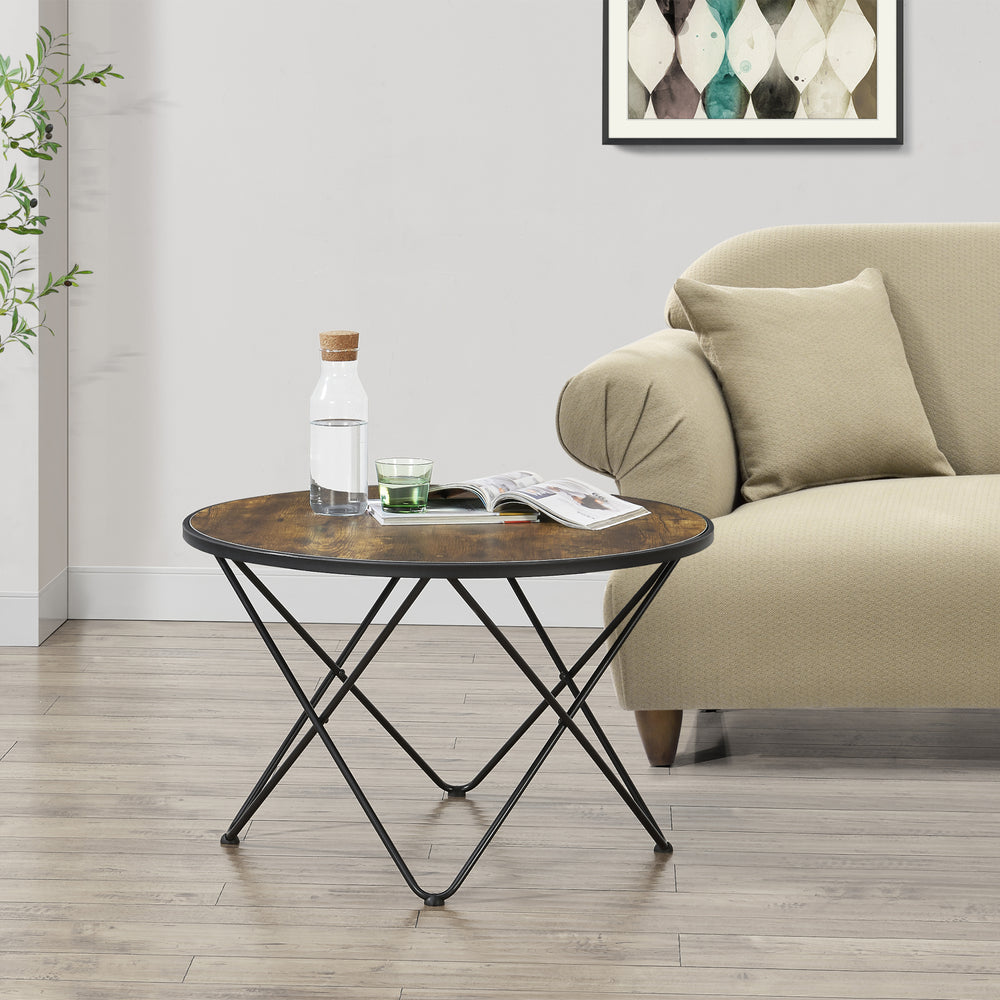 Dohányzóasztal Goskamark 80x50 cm acélvázzal sötét fa árnyalatban [en.casa] - premiumXL