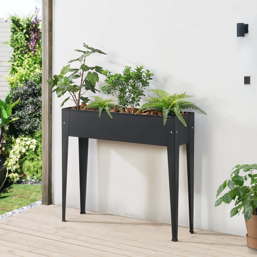 Emelt ágyás Lelystad 98x25x82cm acél antracit [en.casa] - premiumXL