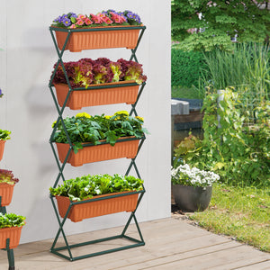 Függőleges virágtartó Veenendaal 51 x 21 x 125 cm sötétzöld/barna [en.casa]