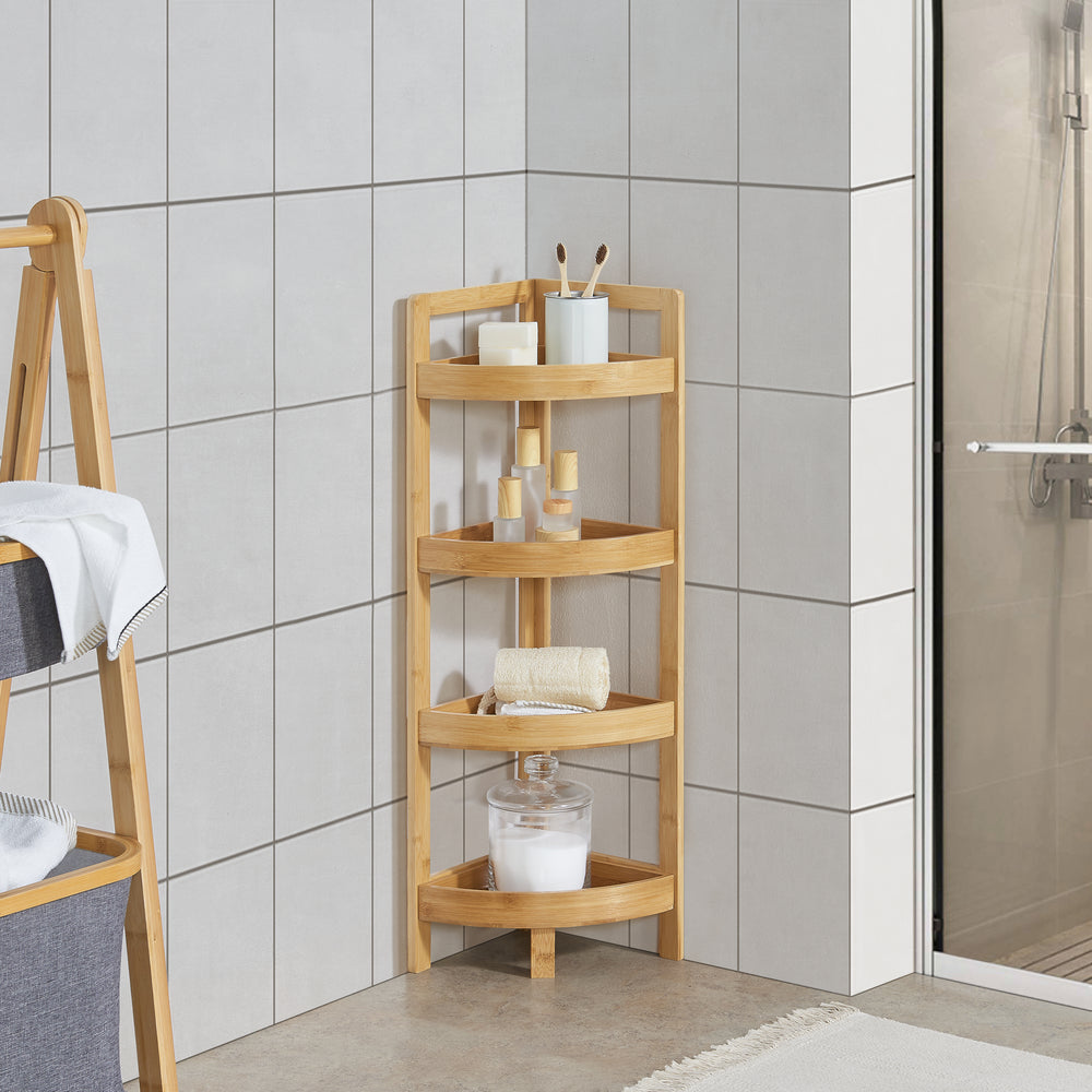 Bambusz fürdőszobai polc Lestijärvi sarokpolc 4 polccal 80x23x23cm [en.casa] - premiumXL