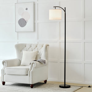 Állólámpa Coventry 1 x E27, max. 60W fém/poliészter fekete/bézs 180 cm [lux.pro] 