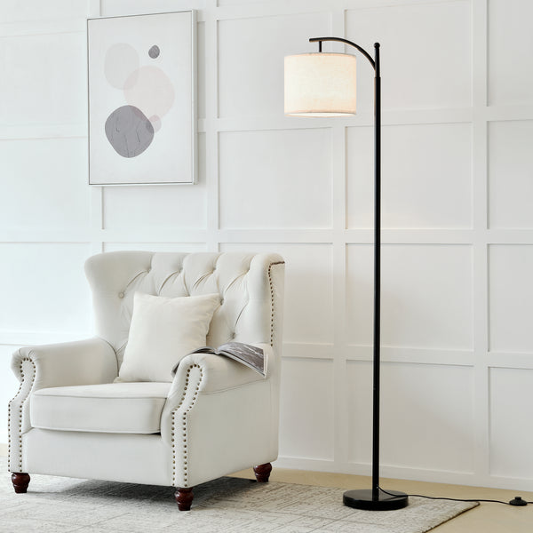 Állólámpa Coventry 1 x E27, max. 60W fém/poliészter fekete/bézs 180 cm [lux.pro] 