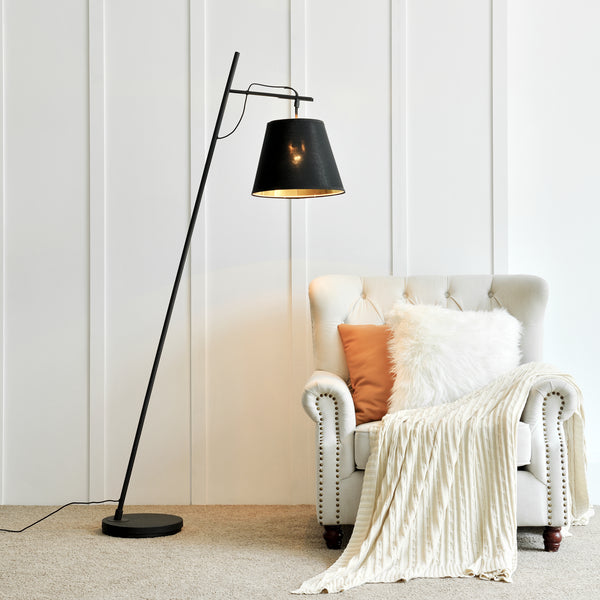 Állólámpa Nottingham 1 x E27 max. 60W fém/textil fekete [lux.pro] 