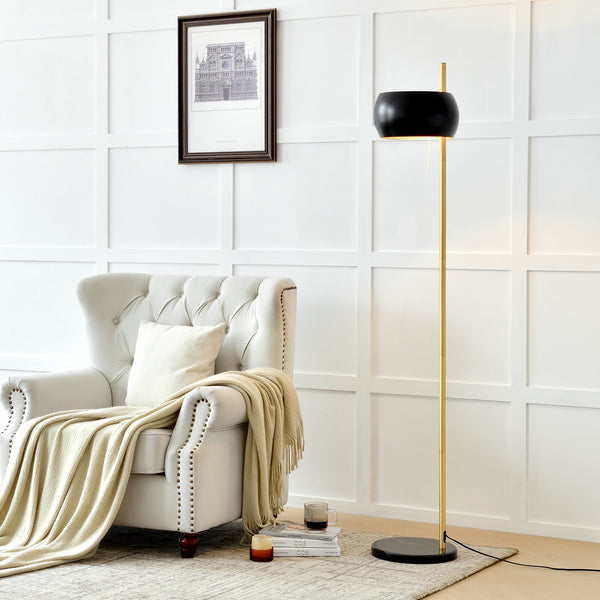 Állólámpa Luton 1 x E27 max. 60W 171 cm fém fekete/arany [lux.pro] 