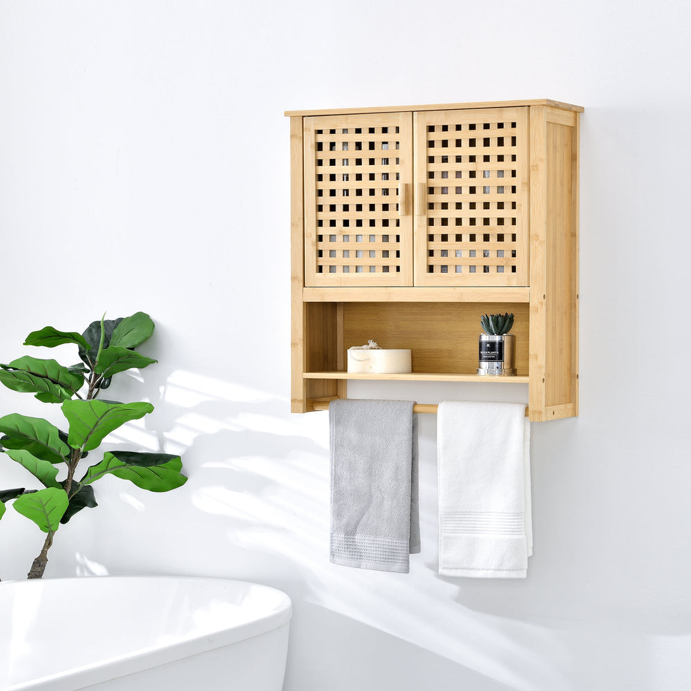 Fürdőszobaszekrény Borlänge fali szekrény bambusz 66 x 62 x 20 cm [en.casa] - premiumXL