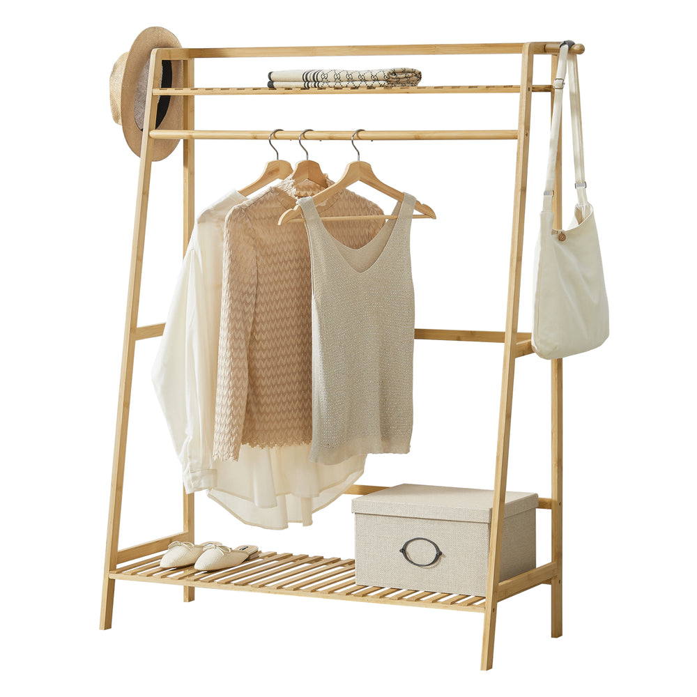 Ruhafogas Föglö 139 x 100 x 40 cm bambusz natúr [en.casa] - premiumXL