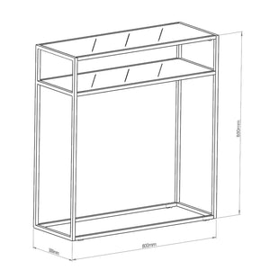 Konzolasztal egy polccal Kuhmo 85x80x30 cm fém fekete [en.casa] 