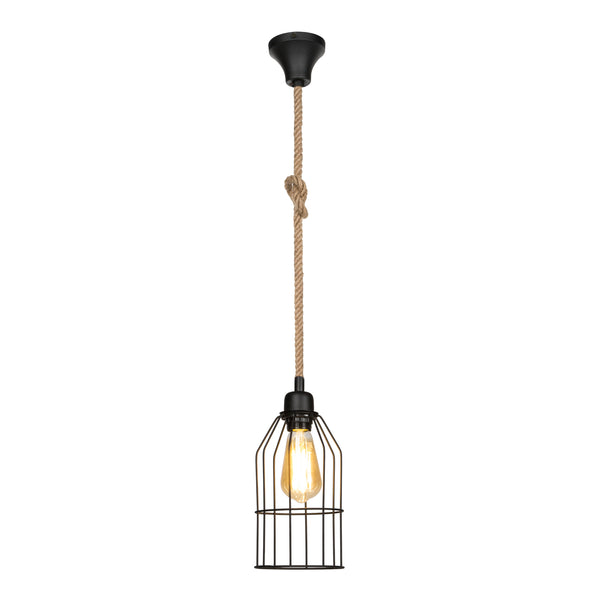 Függőlámpa Ashford 24x14 cm 1 foglalattal fekete/juta szín [lux.pro]