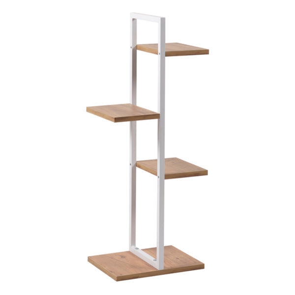Növényállvány Blaabjerg fém 90x35x26cm fehér / diófa hatás [en.casa]