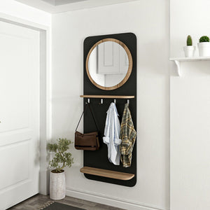 Helsinge gardróbszekrény panel tükörrel 150x60x15 cm fekete [en.casa]