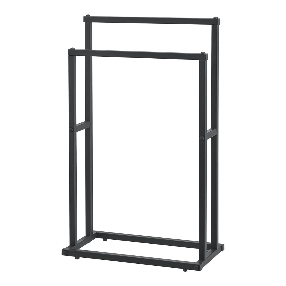 Törölközőtartó 2 rúddal 78 x 48 x 24 cm fekete [en.casa] - premiumXL