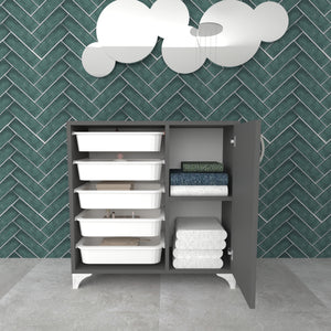 Lødingen kisasztal 5 tárolókosárral antracit / fehér [en.casa]