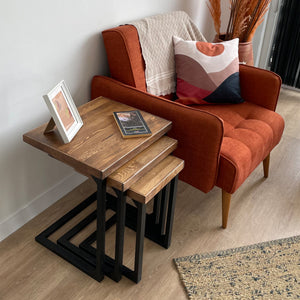 Rørvig asztalkészlet 3 darabos, fenyőfa, pácolt [en.casa]