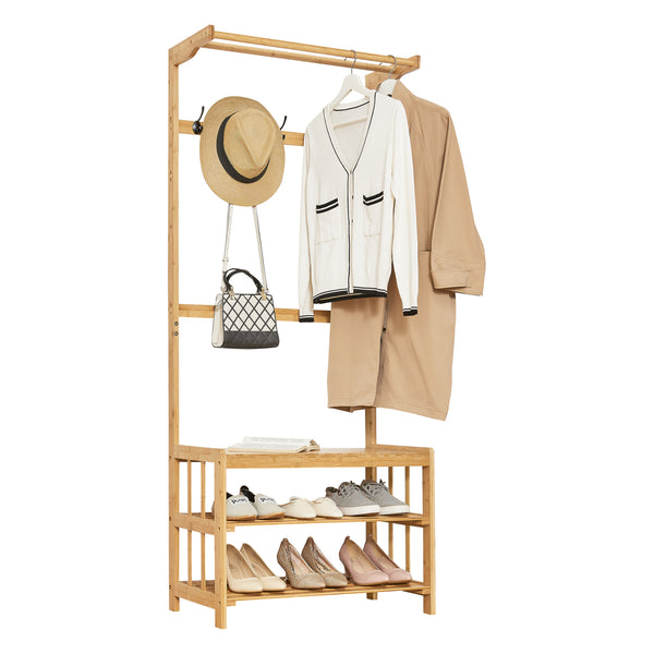 Ruhatartóállvány Tornio bambusz natúr [en.casa] 
