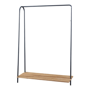 Ruhatartó állvány Ørbæk 144 x 100 x 35 cm fém forgácslap fekete fa szín [en.casa] 