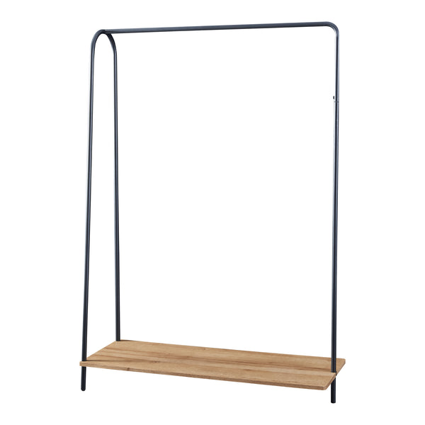 Ruhatartó állvány Ørbæk 144 x 100 x 35 cm fém forgácslap fekete fa szín [en.casa] 