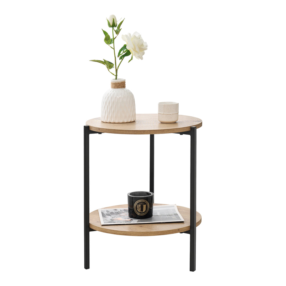 Kuopio dohányzóasztal 50xØ40cm fekete/fa hatású [en.casa] - premiumXL