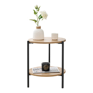 Kisasztal Kuopio 50 x Ø40 cm Fekete / Fahatású [en.casa]