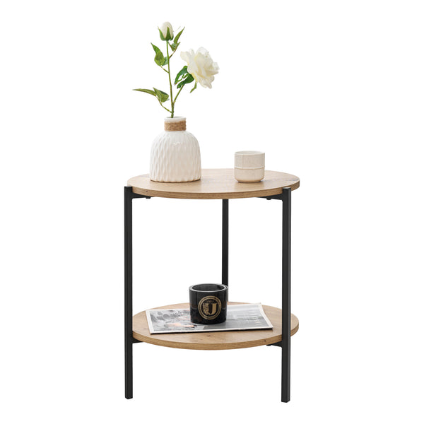 Kisasztal Kuopio 50 x Ø40 cm Fekete / Fahatású [en.casa]