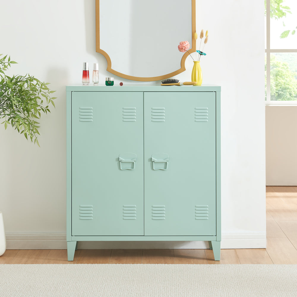 Fémszekrény Oripää 90x80x33 cm pasztellzöld [en.casa]