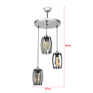 Függeszték Purley 3 x E27 Fém Ezüstszínű / Fekete [lux.pro]