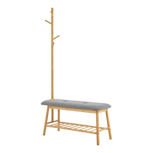 Pad cipőtartóval és fogassal bambuszból Bygland 90x34x165cm [en.casa]
