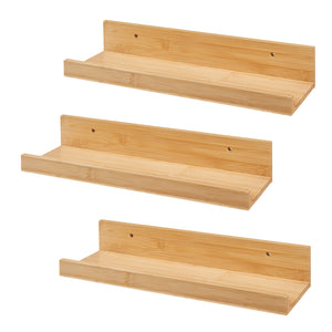 Fali polc 3 db-os szettben Gildeskål 40x13x7cm bambusz [en.casa]