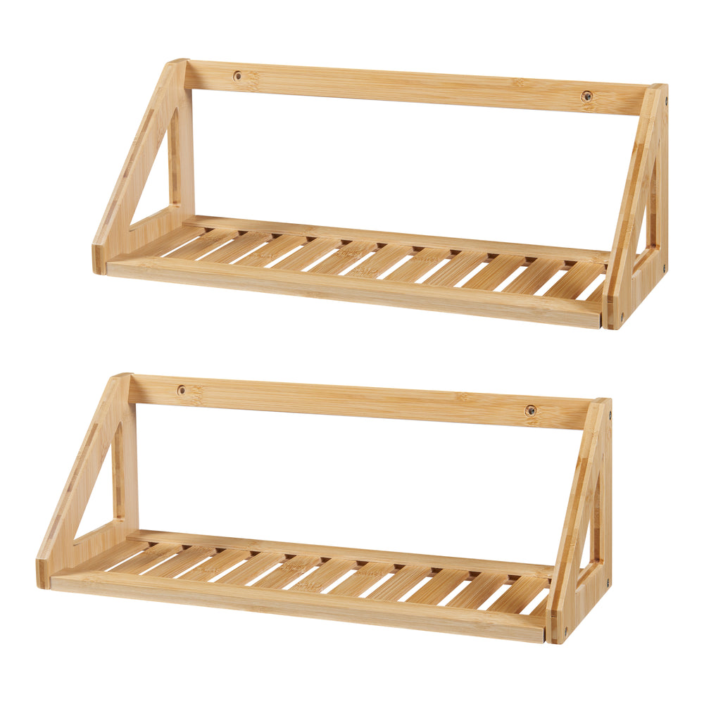 Fali polc szett Gjerdrum 2 darabos szett 43x15x15cm bambusz [en.casa] - premiumXL