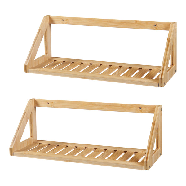 Fali polc 2 db-os szettben Gjerdrum 43x15x15cm bambusz [en.casa]