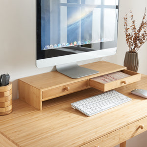 Monitorállvány Hallstahammar 56x18x9,5 cm bambusz [en.casa]