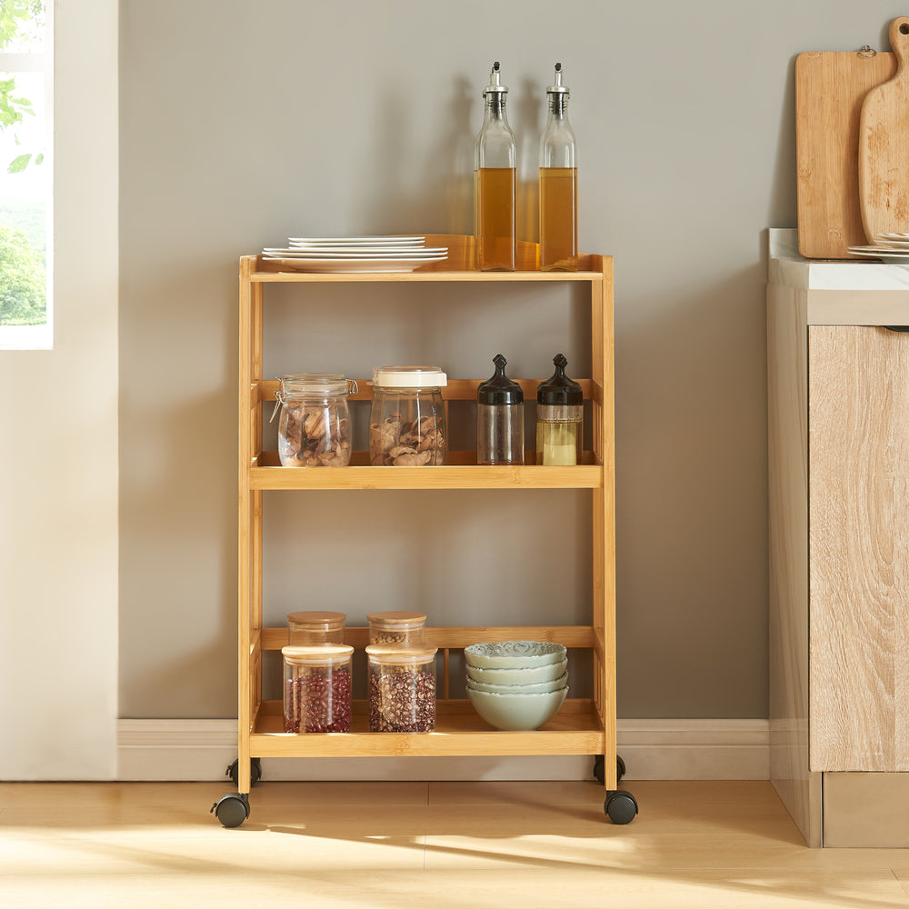 Tálalókocsi Huddinge 80x53x30 cm bambusz [en.casa] - premiumXL