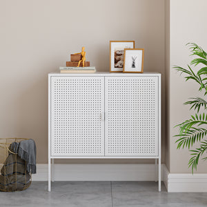 Kétajtós komód Castelli 82,5 x 80 x 40 cm acél fehér [en.casa]