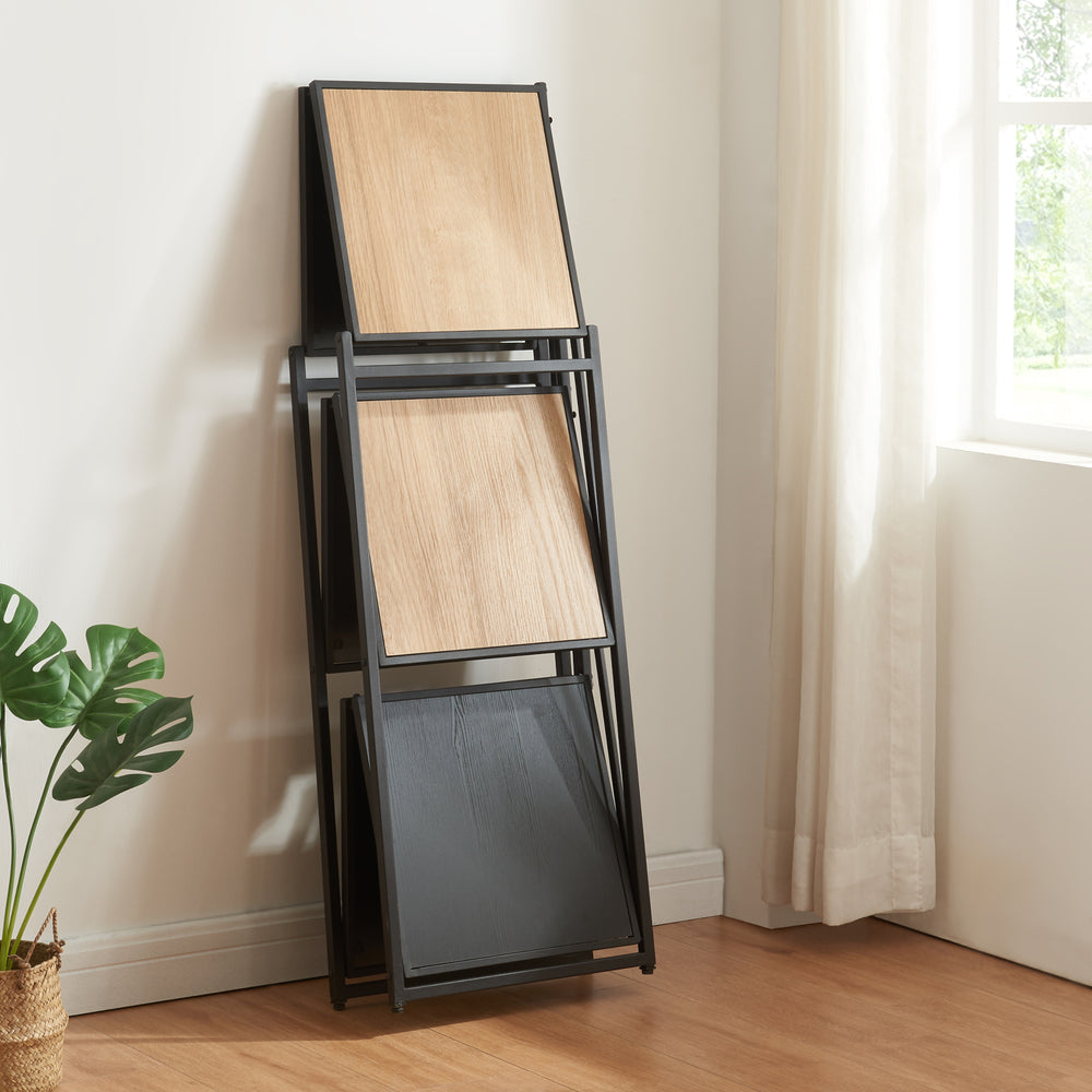 Összecsukható polc Telemark 81x68x38 cm Fekete/Tölgy - megjelenés [en.casa] - premiumXL