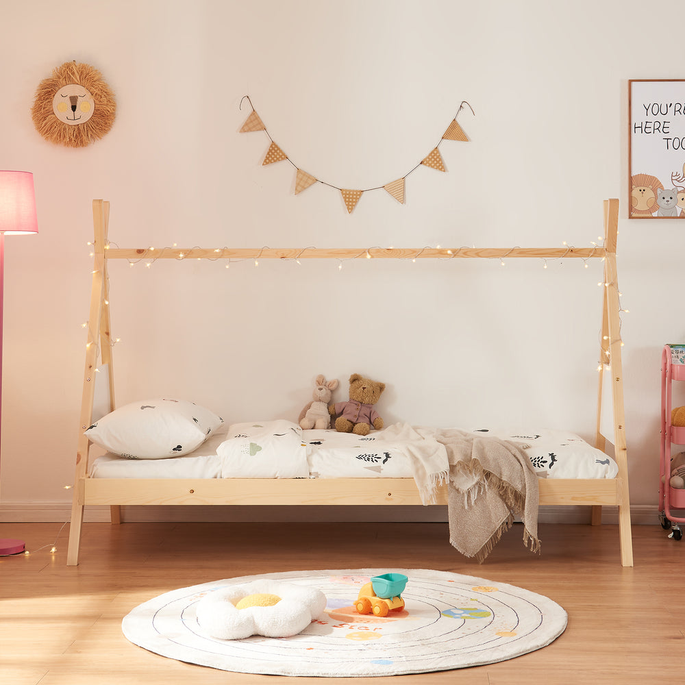 Tipi - ágy Siikajoki 90x200cm fenyőfa natúr [en.casa] - premiumXL
